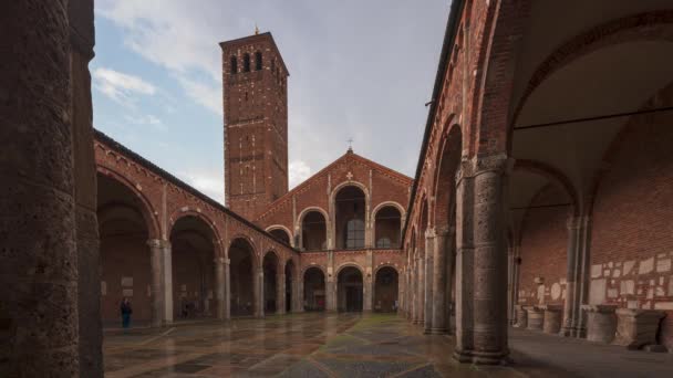 Milan Italy May 2022 Time Lapse Saint Ambrogio Church Brick — Vídeo de stock