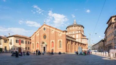 Milan.İtalya-16 Mayıs 2022: Kutsal Meryem Kilisesi (Chiesa di Santa Maria delle Grazie, 1497), bu kilise Leonardo da Vinci 'nin başyapıtı 