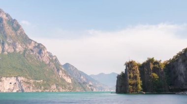 Timelapse of mountains and lake iseo from Riva di Solto, Baia dal Bogn,Bergamo,Italy.