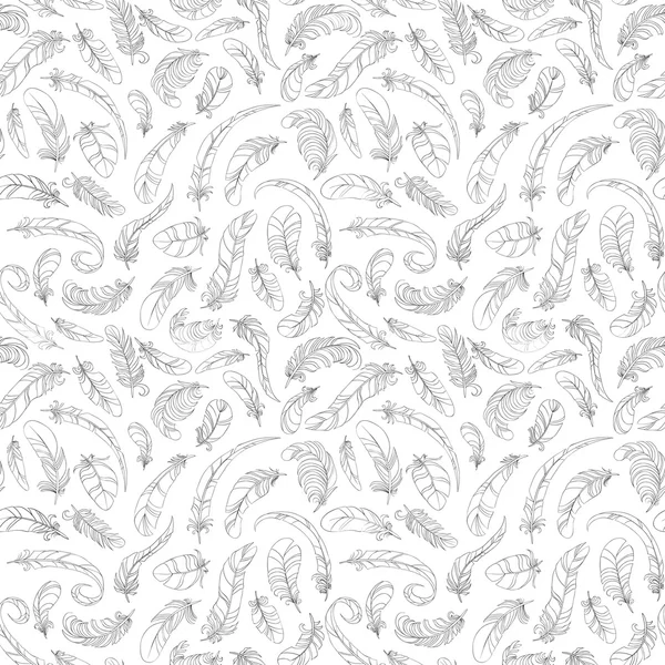 Feathers silhouette seamless pattern — Stock Vector