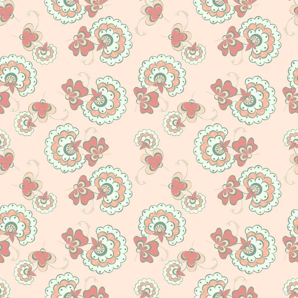 Fleurs et feuille motif vintage — Image vectorielle