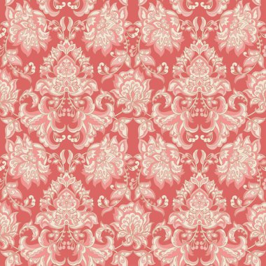 Çiçeksiz Damask geçmişi. Vektör illüstrasyonu.