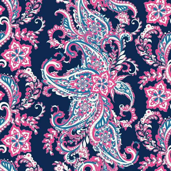 Blommig Sömlös Mönster Med Paisley Prydnad Vektorillustration Asiatisk Textilstil — Stock vektor