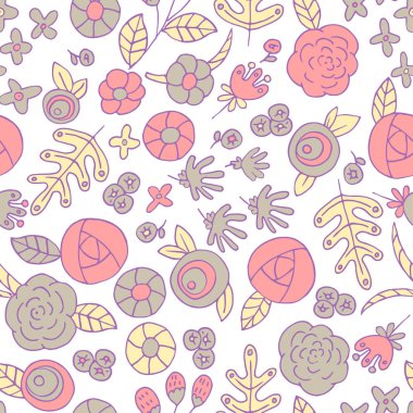 Çiçeksiz desen. karalama çiçekleri vektör bahar arkaplanı