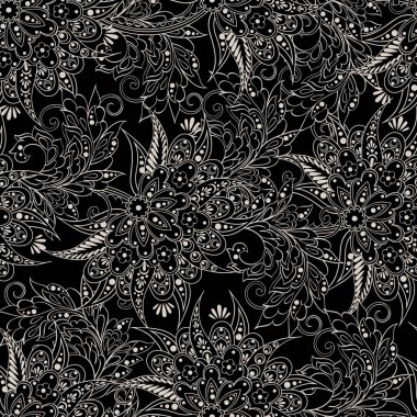 Etnik çiçekler pürüzsüz vektör deseni