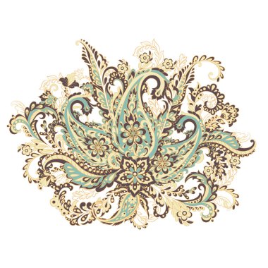 Paisley renkli bir süs. İzole Vektör illüstrasyonu