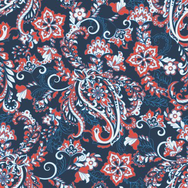 Paisley dikişsiz çiçek deseni. Vektör vintage arkaplanı