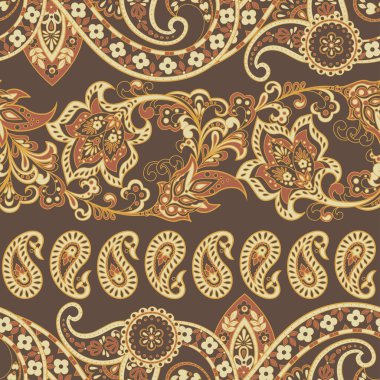 Çiçeksiz desenli desenli şal süsü. Asya vektör arkaplanı