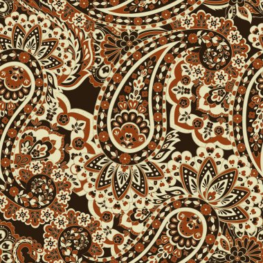Paisley dikişsiz çiçek deseni. Hint bağbozumu arka planı