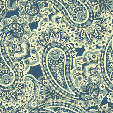 Paisley dikişsiz çiçek deseni. Hint bağbozumu arka planı