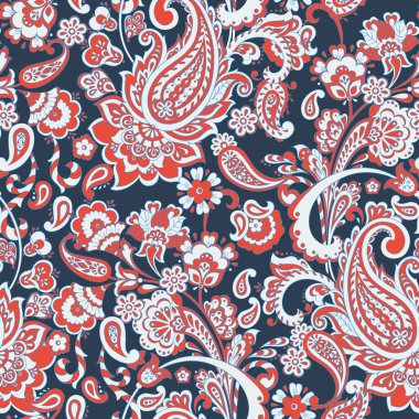 Paisley Çiçek Doğulu Etnik Düzen. Kusursuz Arap süsü. Hint kumaşlarının süsleme motifleri