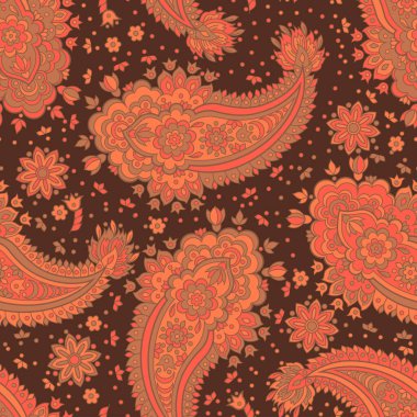 Asya batik stilinde desensiz tekstil deseni