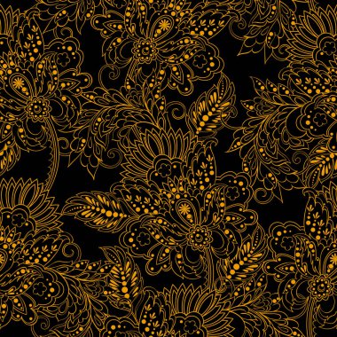 Hint batik tarzında klasik bir model. Çiçek vektör arkaplanı
