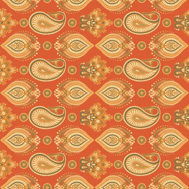 Paisley deseni. Kusursuz Asya Tekstil Arkaplanı