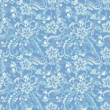 Klasik çiçeklerin dikişsiz deseni. Etnik çiçek vektör arkaplanı