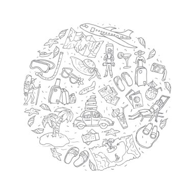 Daire şeklinde el çizimi doosle. İzole illüstrasyon