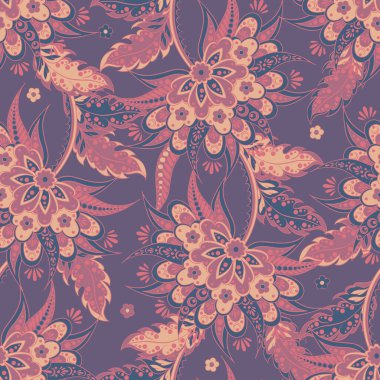 Batik tarzında etnik çiçek desenleri.