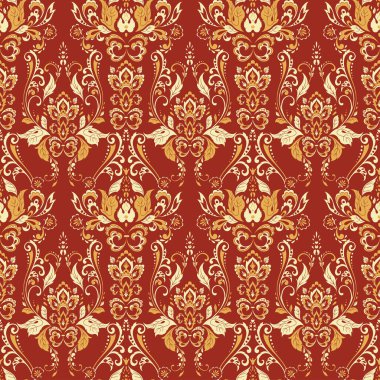 Çiçeksiz, desensiz, klasik bir çiçek. Klasik Barok duvar kâğıdı. Kusursuz vektör arkaplanı