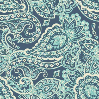 Asya etnik tarzında kusursuz bir şal deseni. Çiçek vektör illüstrasyonu