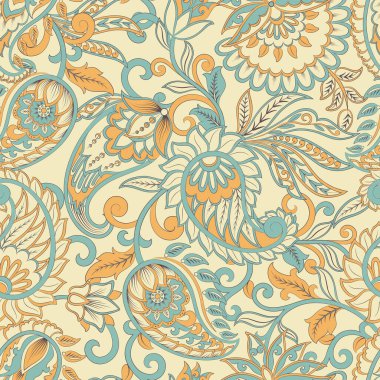 Paisley deseni. Kusursuz Damask Tekstil Arkaplanı