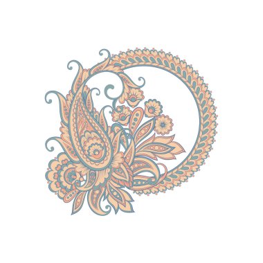 Paisley Vektör Deseni. İzole edilmiş Asya İllüstrasyonu