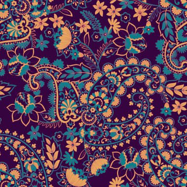 Çiçeksel elementlerle desenli, pürüzsüz etnik desen..