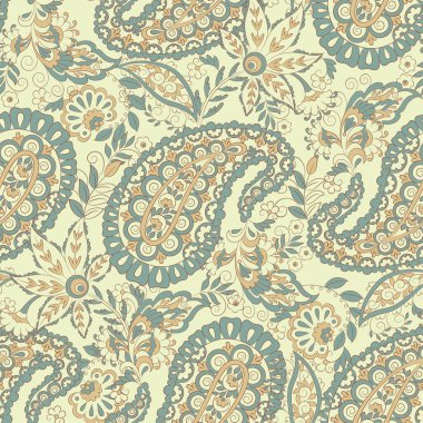 Damask desenli, pürüzsüz vektör deseni. Çiçek bağbozumu arka planı