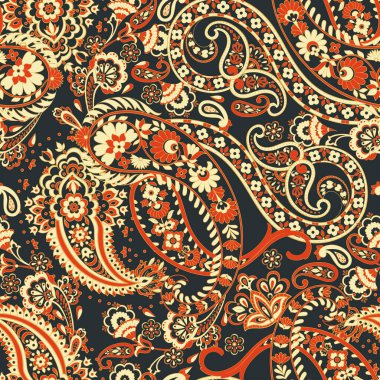 Paisley dikişsiz desen. damasör vektör arkaplanı
