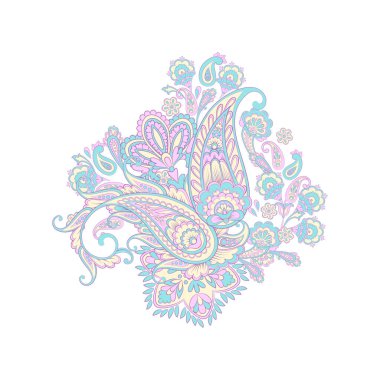 Vektör Paisley yalıtılmış desen. Damask biçimi Vintage illüstrasyonu