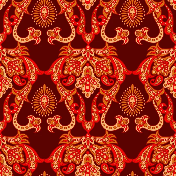Paisley Nahtloses Muster Mit Indischem Ornament Vektorhintergrund — Stockvektor