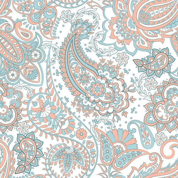 Padrão Sem Costura Floral Com Ornamento Paisley Ilustração Vetorial Estilo — Vetor de Stock