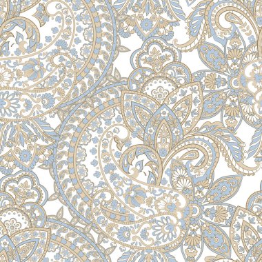 Klasik çiçeksiz desenli şal desenli. Kusursuz vektör tasarımı.