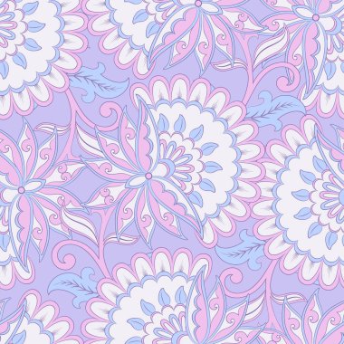 Etnik çiçekler kusursuz vektör deseni. Çiçek mahsulü arka plan