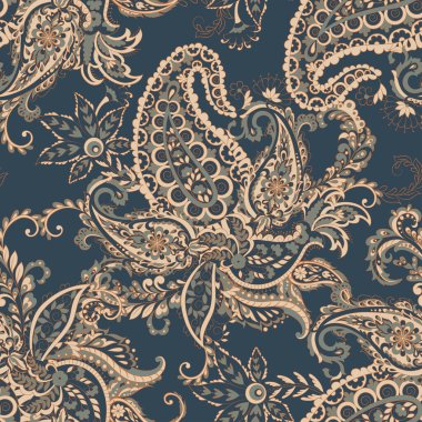 Paisley Çiçek Doğulu Etnik Düzen. Hint kumaşının kusursuz süsleme motifleri.