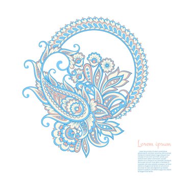 Paisley Vektör Deseni. İzole edilmiş Asya İllüstrasyonu