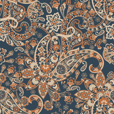Paisley dikişsiz desen. damasör vektör arkaplanı