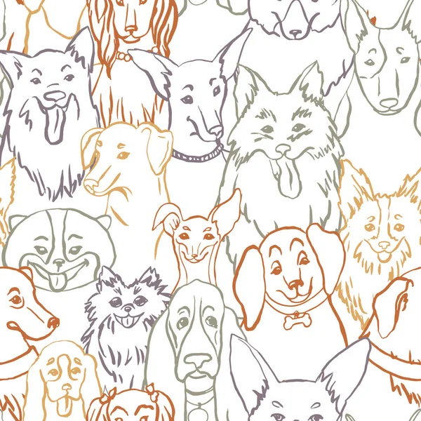 Dogs Seamless Vector Pattern Illustration Bulldog Bobtail Dachshund Bullterrier Doberman — Stock Vector
