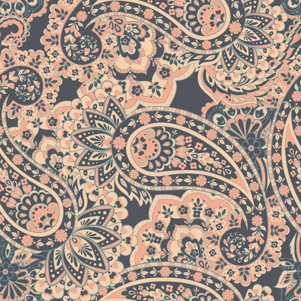 Paisley Nahtloses Blumenmuster Indischer Vintage Hintergrund — Stockvektor