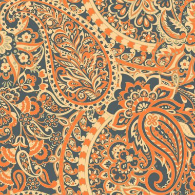 Şal desenli, desensiz bir süs. Asya tekstil biçiminde vektör illüstrasyonu