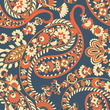 Hint tarzında kusursuz desenli. Çiçek vektör illüstrasyonu