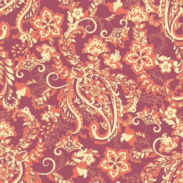 Paisley Seamless Floral Pattern Vector Vintage Background — Stock Vector