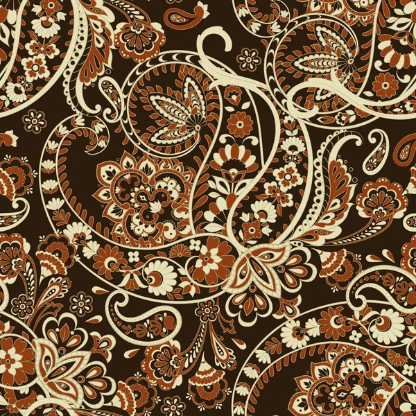 Paisley Ethnische Nahtlose Muster Mit Floralen Elementen — Stockvektor