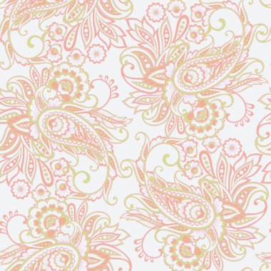 Çiçeksel elementlerle desenli, pürüzsüz etnik desen..