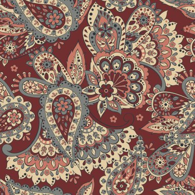 Asya batik stilinde desensiz tekstil deseni