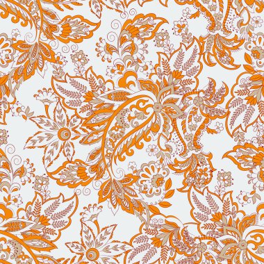 Paisley vektör kusursuz desen. Muhteşem çiçek, yapraklar. Tekstil bohem baskısı. Batik boyama. Eski model.