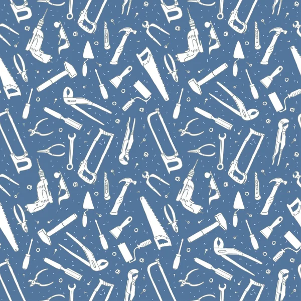 Hand Drawn Tools Seamless Pattern — Stock Vector