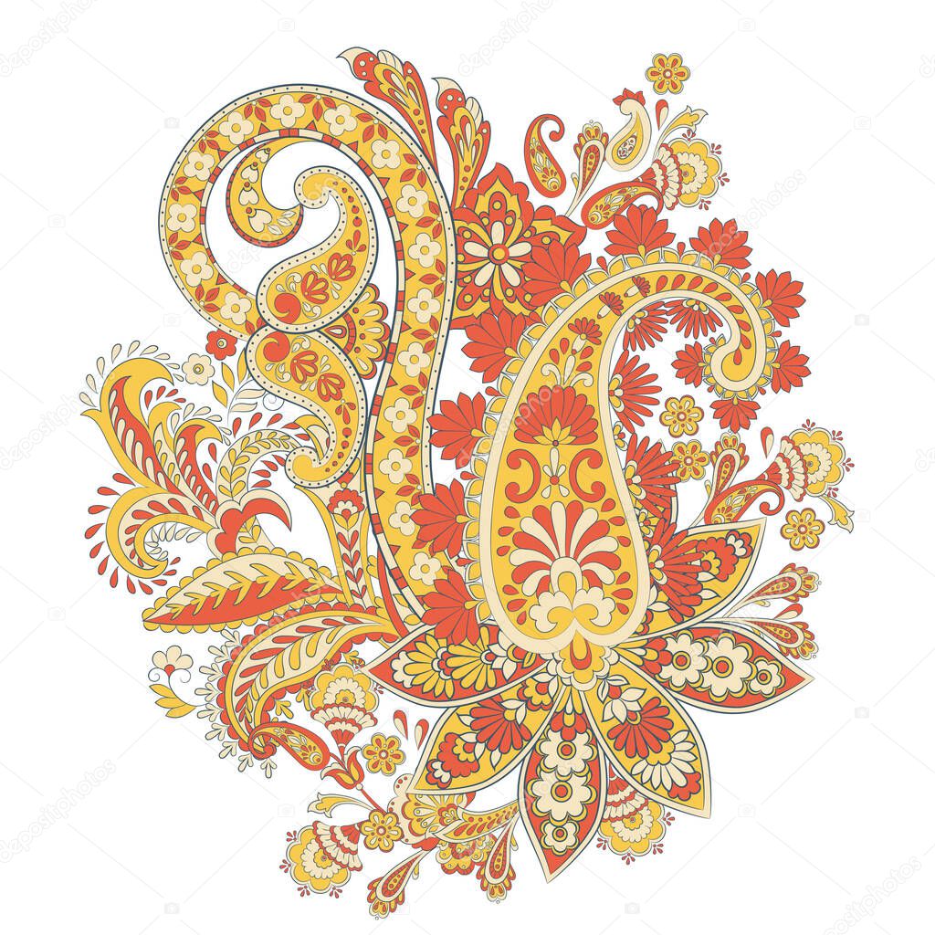 isolated Paisley pattern in indian style. Floral vector illustration