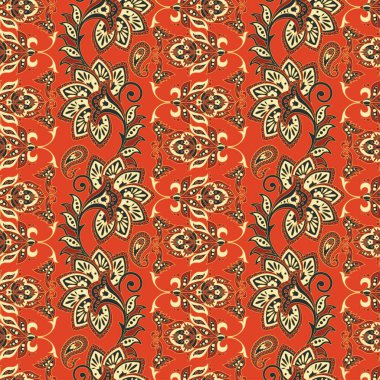 Asyalı batik tarzında çiçeksiz tekstil deseni