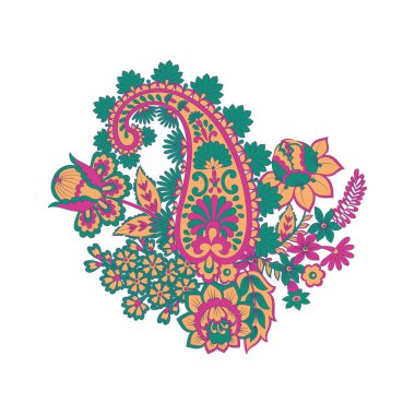 Paisley Damask süsü. İzole Vektör illüstrasyonu