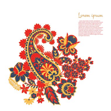 Paisley Damask süsü. İzole Vektör illüstrasyonu